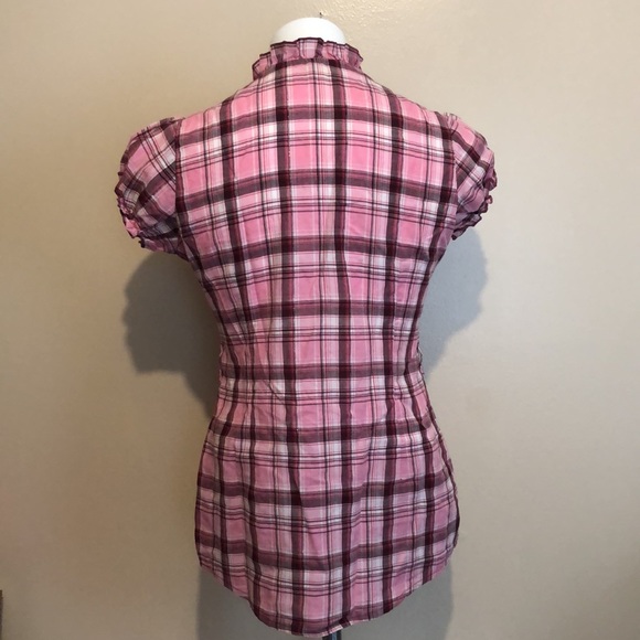 Max Love Pink Plaid Ruffled Button Up - Picture 4 of 5